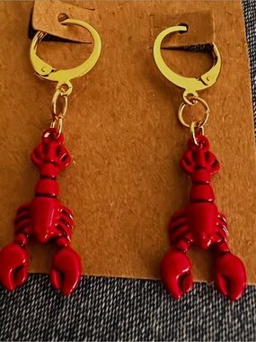 Gold Hoop lobster earrings